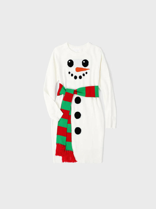 Christmas Family Matching Snowman Graphics Dresses And Sweater Sets