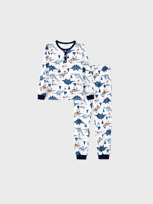 Dinosaur Print With Button Detailing Family Matching Pajama Set