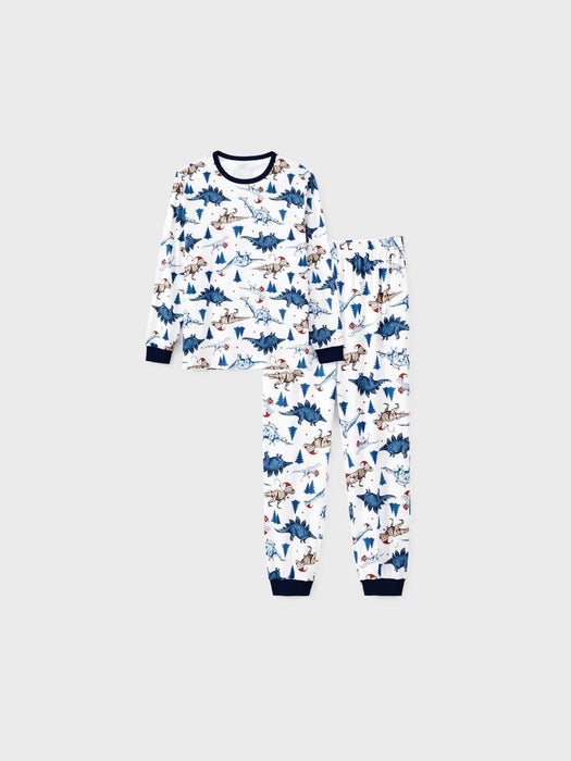 Dinosaur Print With Button Detailing Family Matching Pajama Set