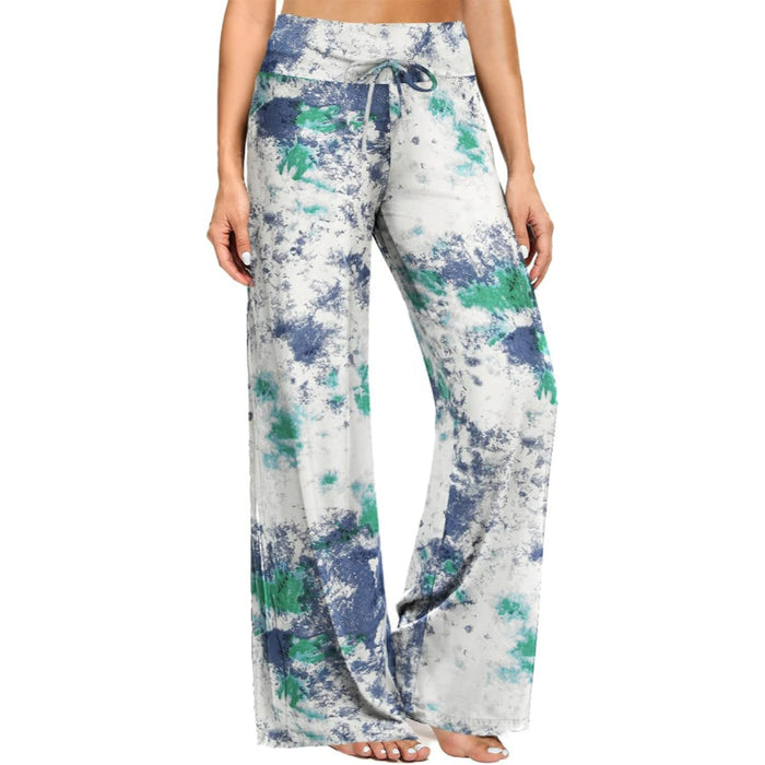 Abstract Patterned Drawstring Pajama Pants