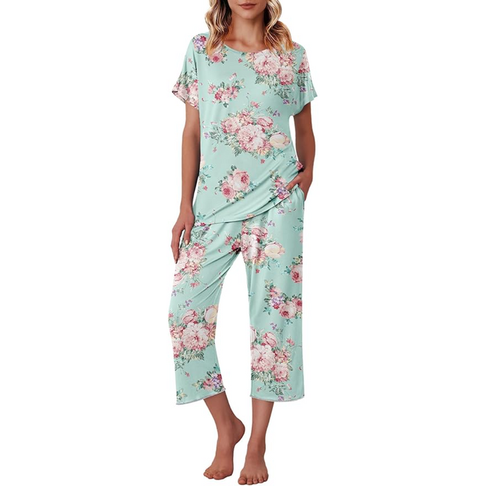 Floral Print Capri Pajama Sets