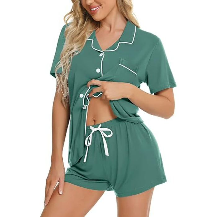 Short Sleeve Button Down Lounge Sets