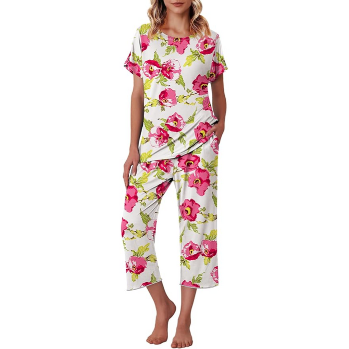 Floral Print Capri Pajama Sets