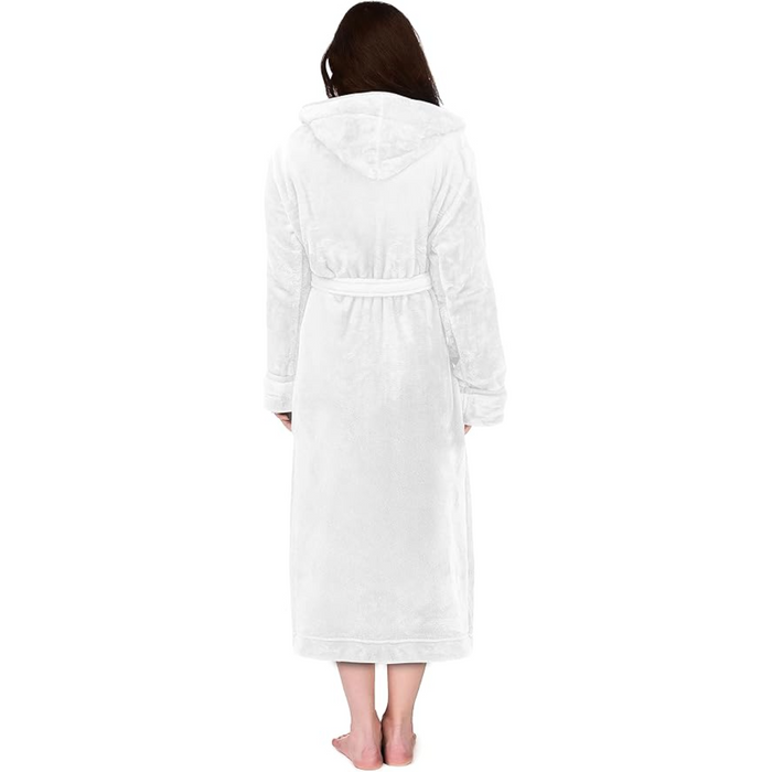 Fleece Hooded Plush Flannel Robe With Pockets