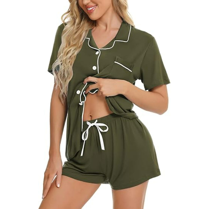 Short Sleeve Button Down Lounge Sets