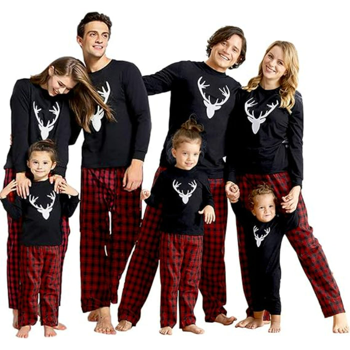 Reindeer Printed Christmas Themed Family Matching Sleepwear