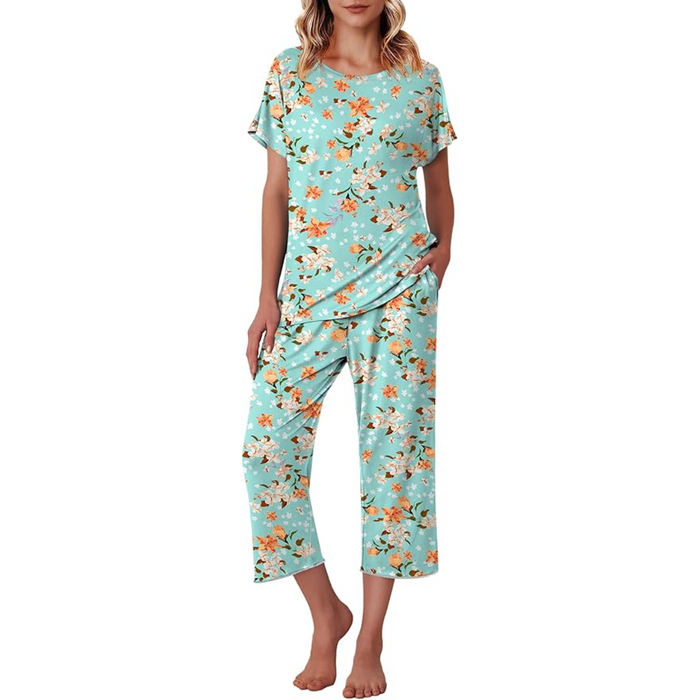 Floral Print Capri Pajama Sets