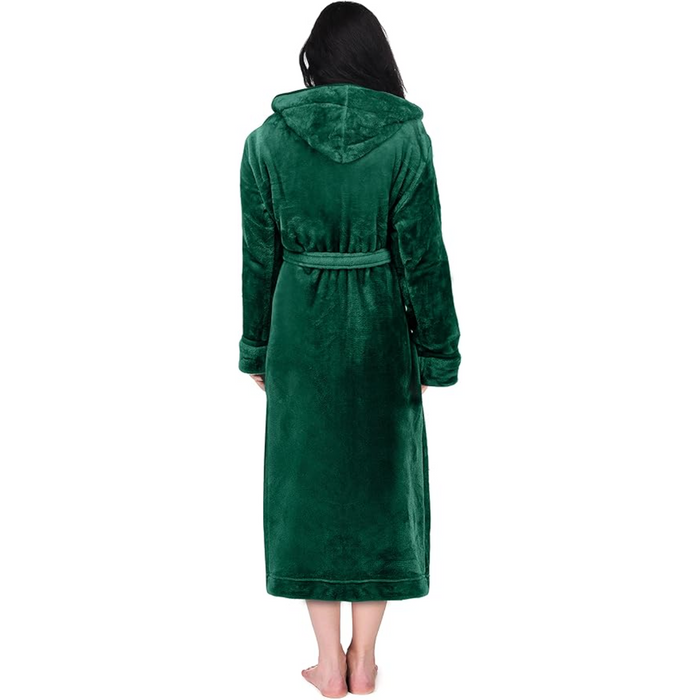 Fleece Hooded Plush Flannel Robe With Pockets