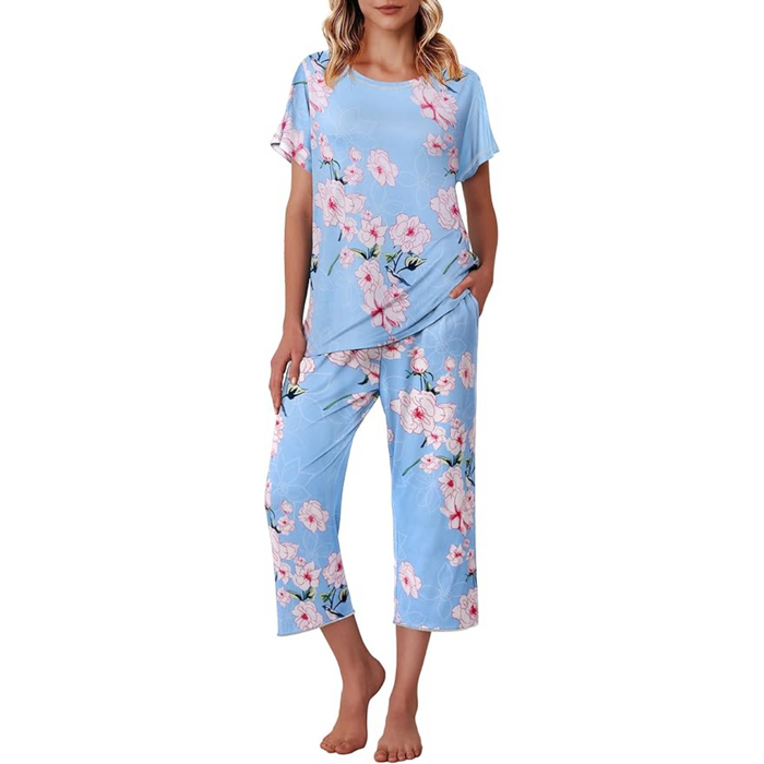 Floral Print Capri Pajama Sets