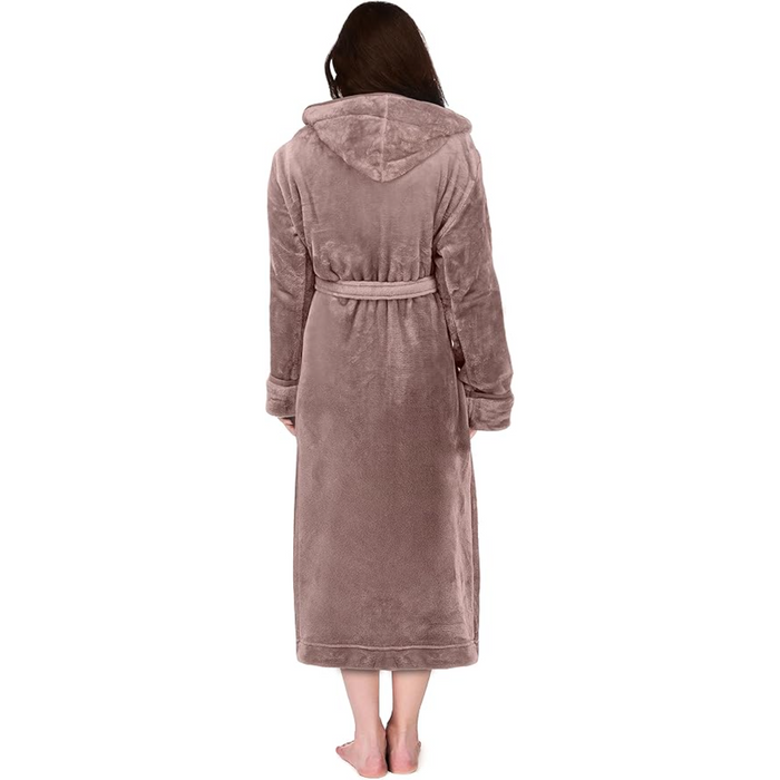 Fleece Hooded Plush Flannel Robe With Pockets