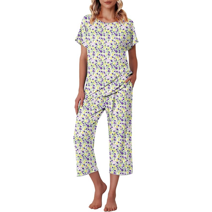 Floral Print Capri Pajama Sets