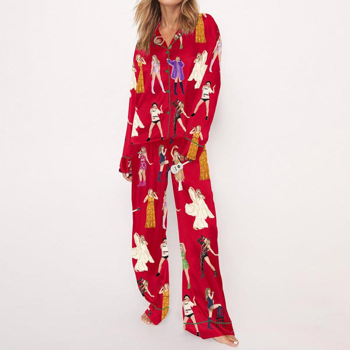 Vibrant Character Printed Long Sleeve Pajama Set