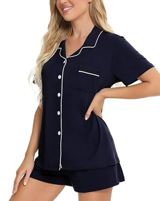 Button Down Short Sleeve Comfy Pajamas Set