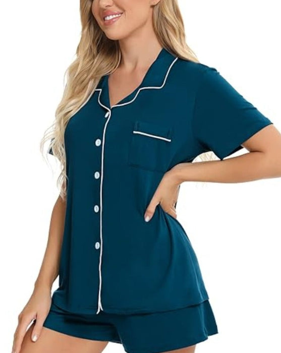 Button Down Short Sleeve Comfy Pajamas Set