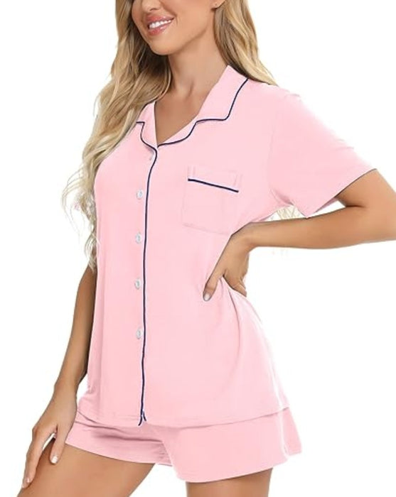 Button Down Short Sleeve Comfy Pajamas Set