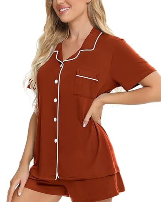 Button Down Short Sleeve Comfy Pajamas Set