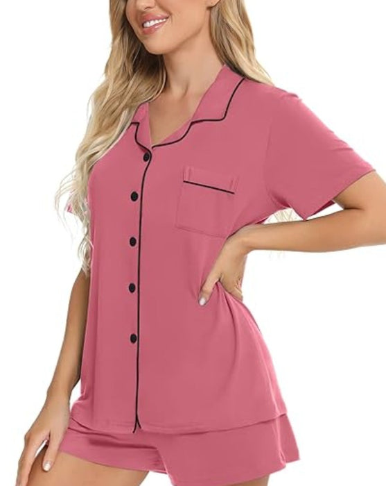 Button Down Short Sleeve Comfy Pajamas Set