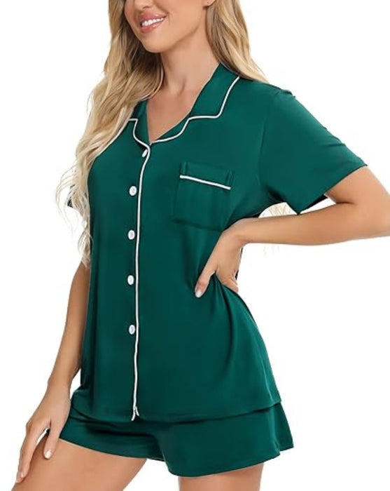 Button Down Short Sleeve Comfy Pajamas Set