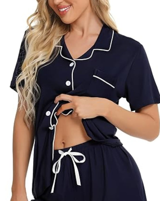 Button Down Short Sleeve Comfy Pajamas Set