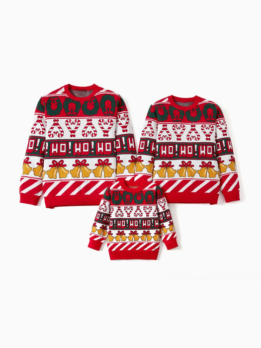 Christmas Bell And Candy Cane Family Matching Sweater