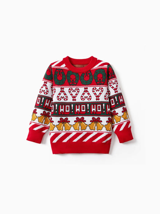 Christmas Bell And Candy Cane Family Matching Sweater