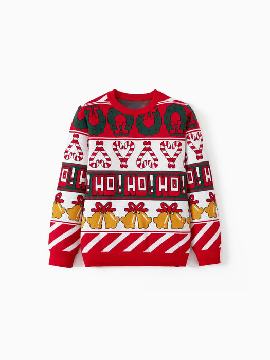 Christmas Bell And Candy Cane Family Matching Sweater