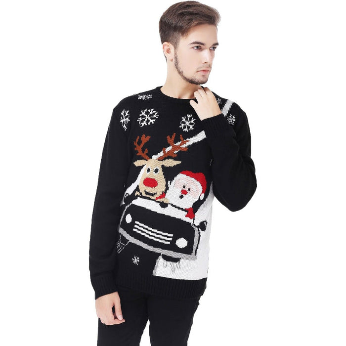 Sweater With Festive Christmas Snowflake Print