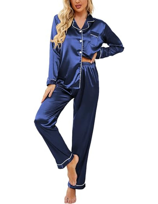 Classic Button Down Long Pajamas Set