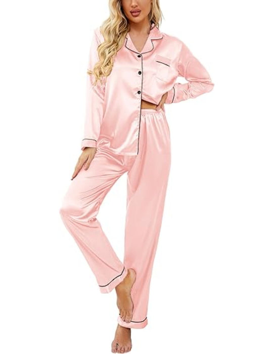 Classic Button Down Long Pajamas Set