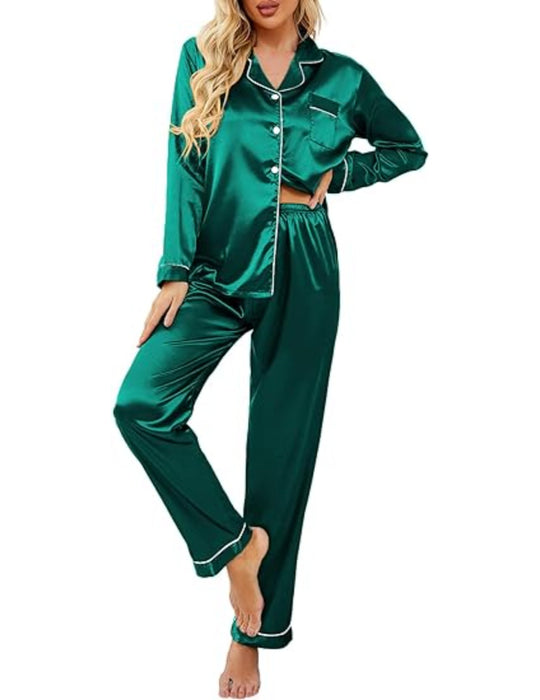 Classic Button Down Long Pajamas Set