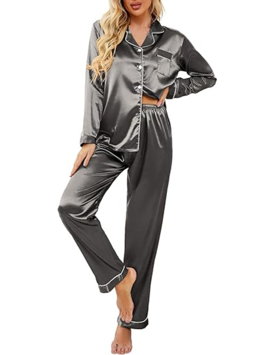 Classic Button Down Long Pajamas Set