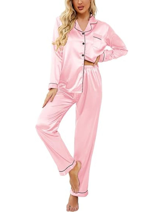 Classic Button Down Long Pajamas Set