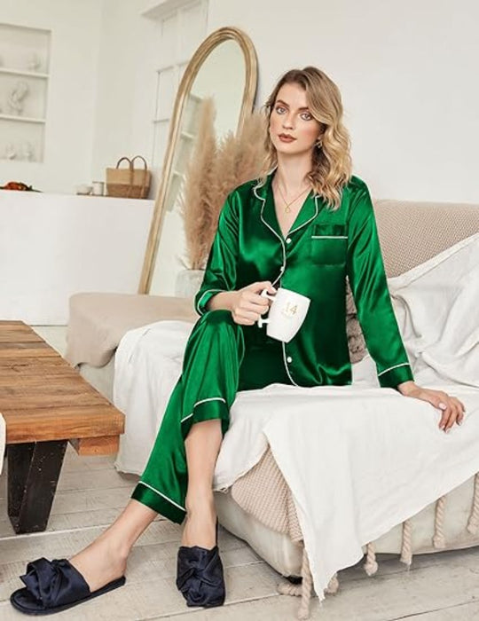 Classic Button Down Long Pajamas Set