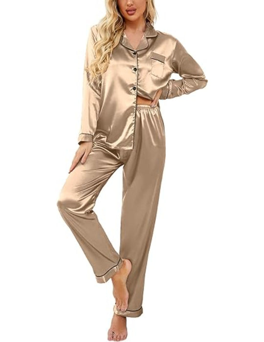 Classic Button Down Long Pajamas Set