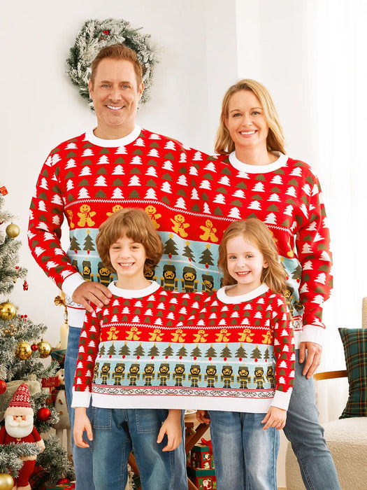 Double Jumper Knit Pullover Matching Christmas Sweater Set