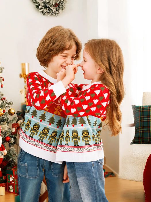 Double Jumper Knit Pullover Matching Christmas Sweater Set