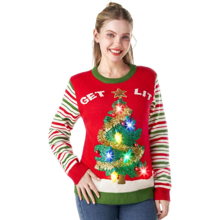 Festive Holiday Knit Sweater With Christmas Design