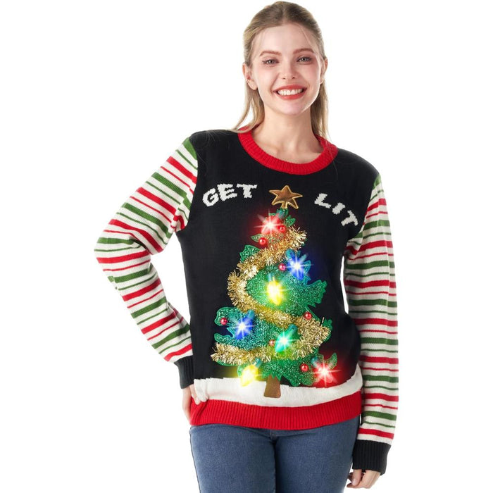 Festive Holiday Knit Sweater With Christmas Design