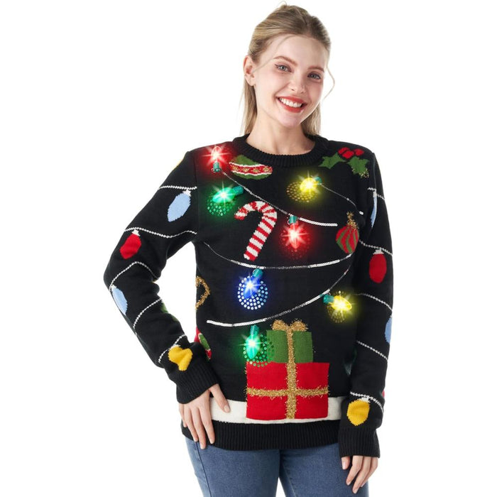 Festive Holiday Knit Sweater With Christmas Design