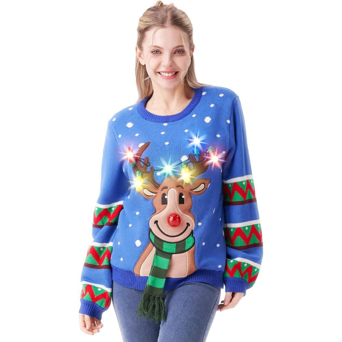 Festive Holiday Knit Sweater With Christmas Design