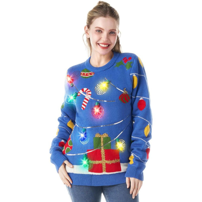 Festive Holiday Knit Sweater With Christmas Design