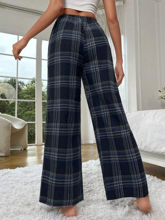 Plaid Print Bow Front Pajama Pants