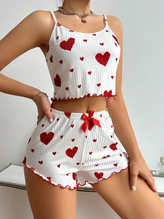 Printed Cami Top And Shorts Pajama Set