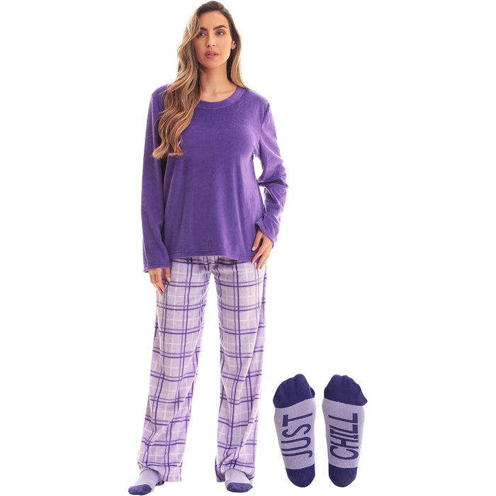 Printed Pajama Set With Matching Socks