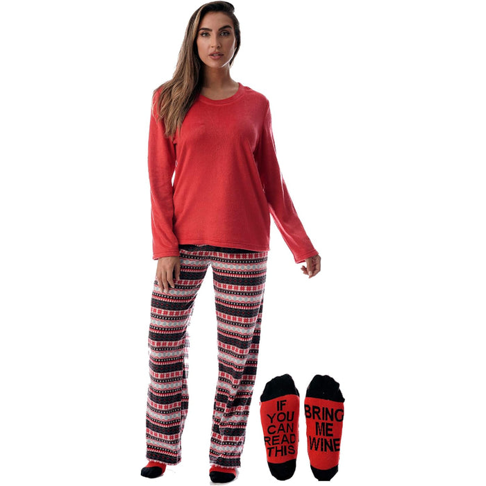 Printed Pajama Set With Matching Socks