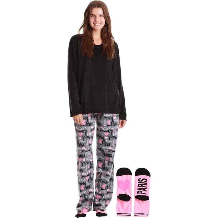 Printed Pajama Set With Matching Socks