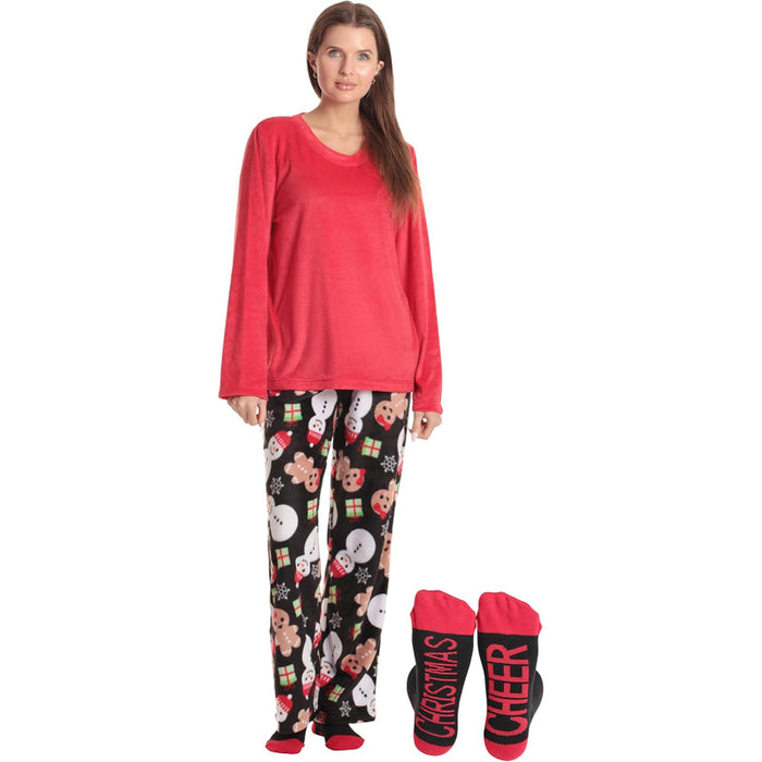 Printed Pajama Set With Matching Socks