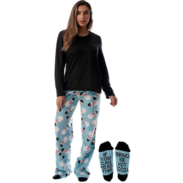 Printed Pajama Set With Matching Socks