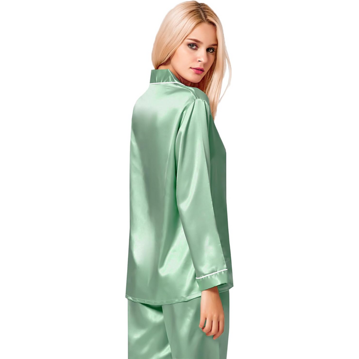 Long Sleeve Button Down Satin Pajama Set