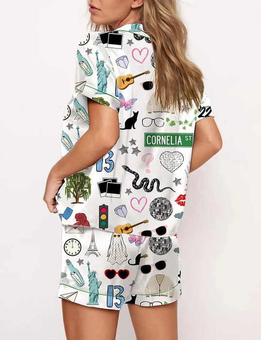 Taylor Swift Street Graphic Printed Pajama Set